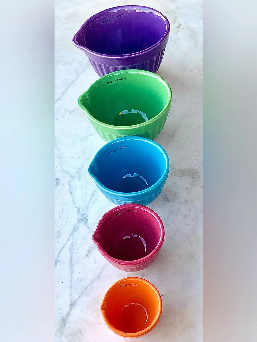 COOKS TOOLS NESTING Colorful Ceramic Measuring Cup 5PC Multicolor NEW